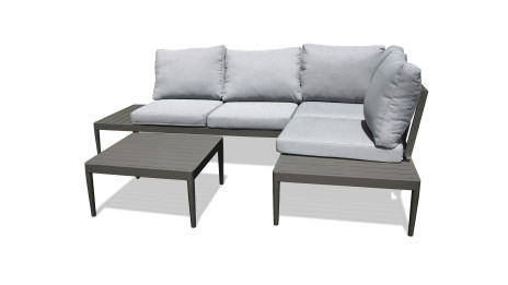 Salon d'angle de jardin ANKARA 4 places en aluminium - NOIR
