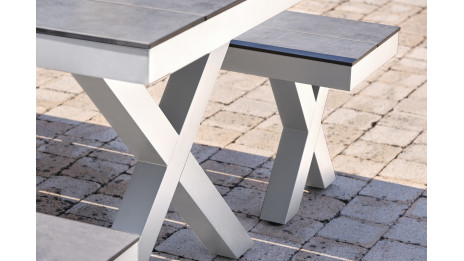 Table de jardin ANNECY (175x100) en aluminium et plateau HPL - BLANC