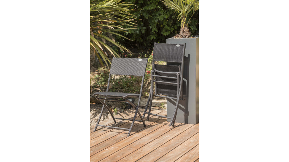 Lot composé d'une table BOSTON-TB150 et de 6 chaises de jardin C43-NTN pliantes