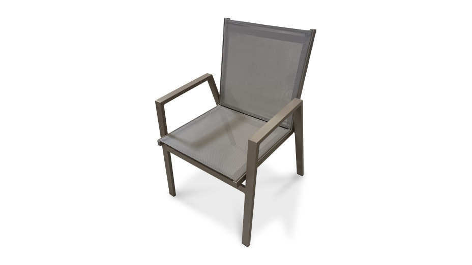 Fauteuil de jardin empilable FLORIDE en textilène et aluminium - QUARTZ