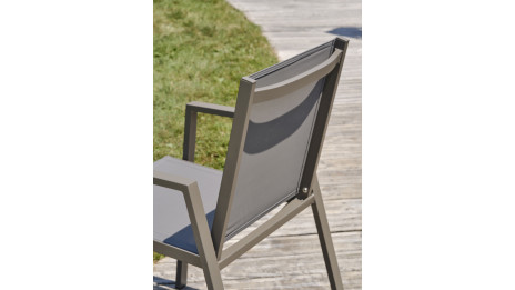 Fauteuil de jardin empilable FLORIDE en textilène et aluminium - QUARTZ