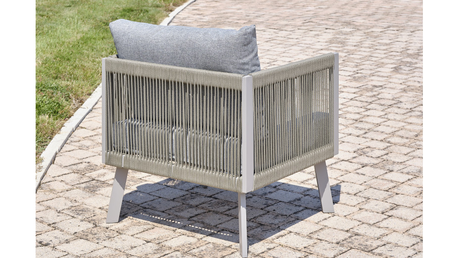 Salon de jardin d'angle MANOSQUE 7 places en aluminium - GRIS