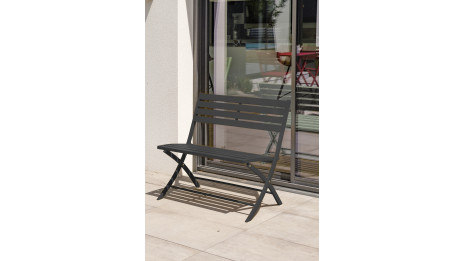 Banc de jardin pliant MARIUS en aluminium - GRIS ANTHRACITE