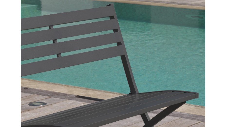 Banc de jardin pliant MARIUS en aluminium - GRIS ANTHRACITE