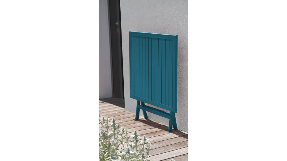 Guéridon de jardin pliant MARIUS (70x70 cm) en aluminium - BLEU CANARD