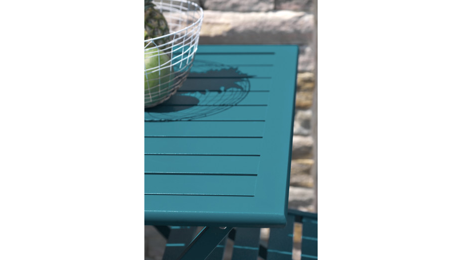 Guéridon de jardin pliant MARIUS (70x70 cm) en aluminium - BLEU CANARD