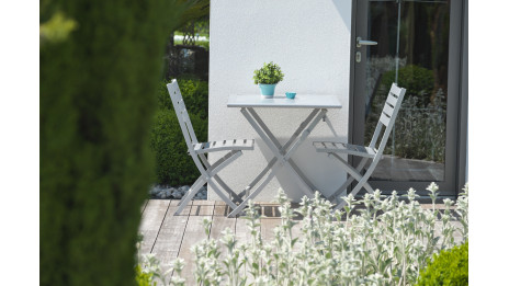 Lot composé d'une table de jardin MARIUS-TB70-GRIS pliante et de 2 chaises MARIUS-CP-GRIS pliantes