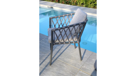 Fauteuil de jardin PILAT en aluminium et corde - GRIS ANTHRACITE