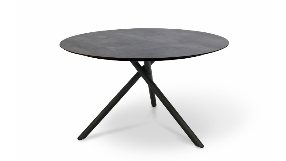 Table de jardin ronde PILAT (diam. 129 cm) en aluminium et plateau HPL - GRIS ANTHRACITE