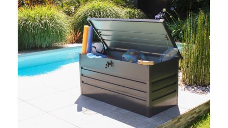 Coffre de jardin SCATOLA 350L en acier galvanisé - GRIS ANTHRACITE