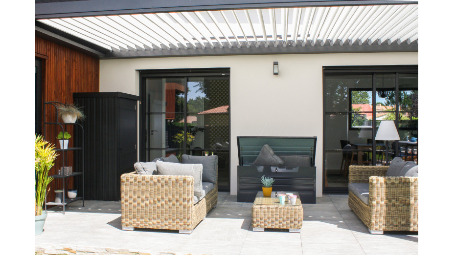 Coffre de jardin SCATOLA 350L en acier galvanisé - GRIS ANTHRACITE