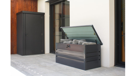 Coffre de jardin SCATOLA 350L en acier galvanisé - GRIS ANTHRACITE