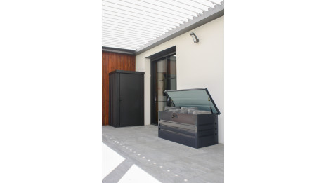 Coffre de jardin SCATOLA 350L en acier galvanisé - GRIS ANTHRACITE