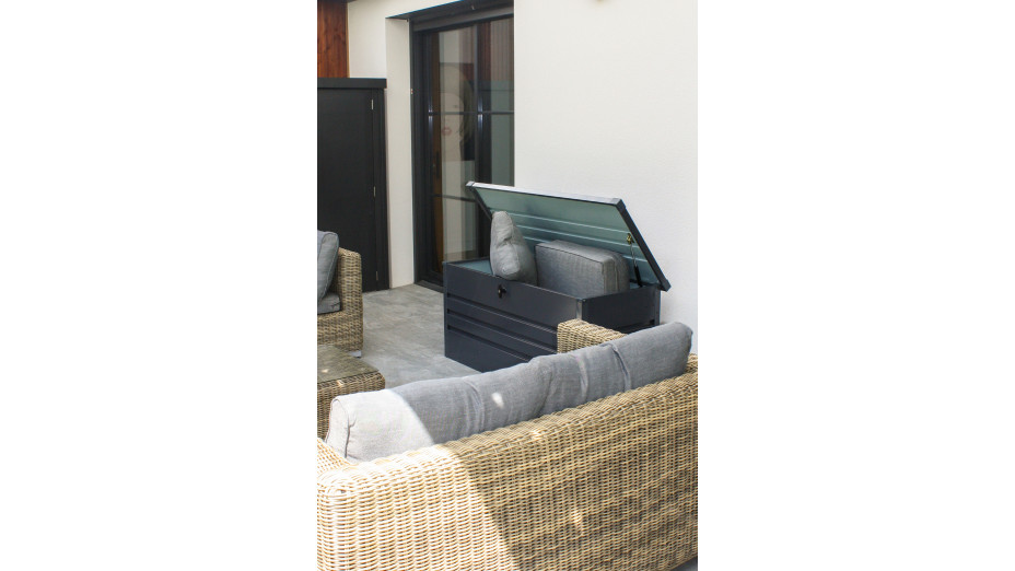 Coffre de jardin SCATOLA 350L en acier galvanisé - GRIS ANTHRACITE