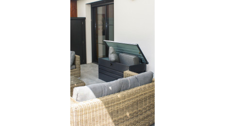 Coffre de jardin SCATOLA 350L en acier galvanisé - GRIS ANTHRACITE