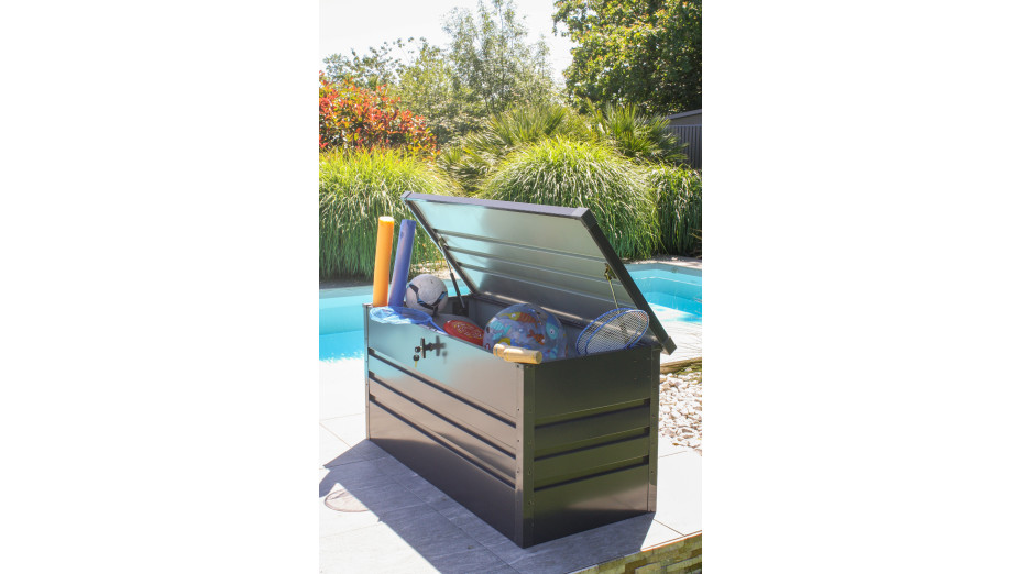 Coffre de jardin SCATOLA 350L en acier galvanisé - GRIS ANTHRACITE