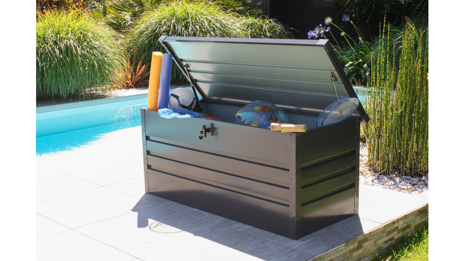 Coffre de jardin SCATOLA 600L en acier galvanisé - GRIS ANTHRACITE