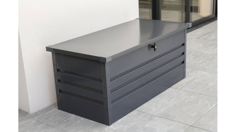 Coffre de jardin SCATOLA 600L en acier galvanisé - GRIS ANTHRACITE