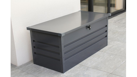 Coffre de jardin SCATOLA 600L en acier galvanisé - GRIS ANTHRACITE