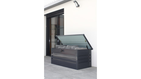 Coffre de jardin SCATOLA 600L en acier galvanisé - GRIS ANTHRACITE