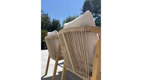 Ensemble repas de jardin SERENA (170x90 cm) 6 places en bois d'acacia - WOOD