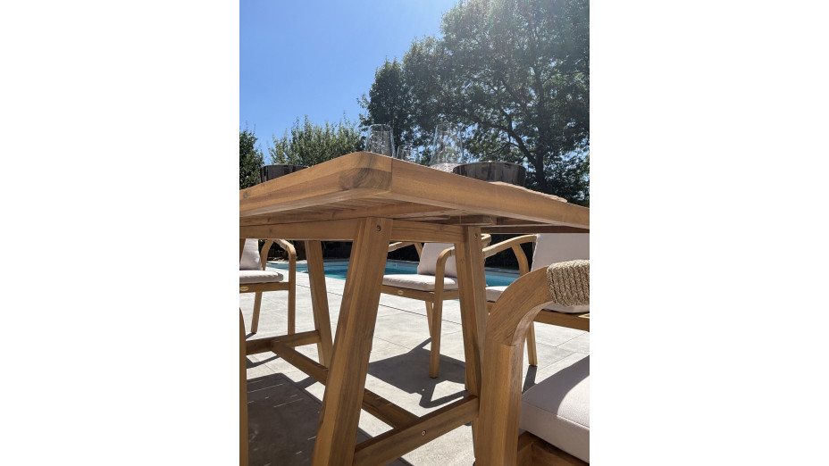 Ensemble repas de jardin SERENA (170x90 cm) 6 places en bois d'acacia - WOOD