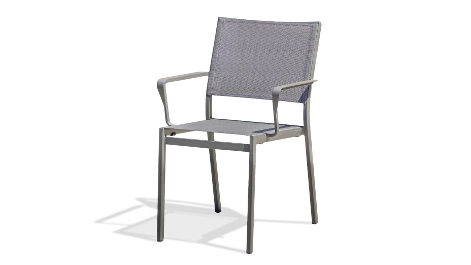 Fauteuil de jardin empilable STOCKHOLM en textilène et aluminium - GRIS ANTHRACITE