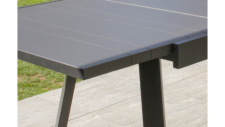 Table de jardin STOCKHOLM (200/300x96 cm) en aluminium avec rallonge intégrée - GRIS ANTHRACITE