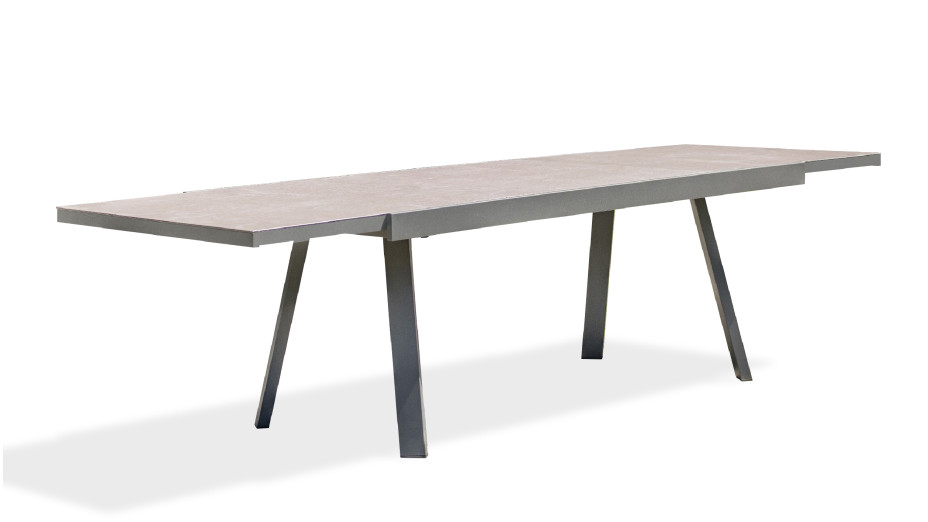 Table de jardin STOCKHOLM (200/300x96 cm) en aluminium et céramique avec rallonge intégrée - GRIS ANTHRACITE