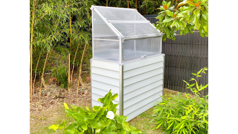 Mini serre de jardin adossable simple STRETTO (62x120 cm) en acier galvanisé - BLANC