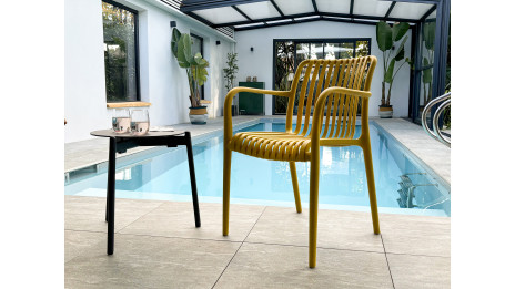 Fauteuil de jardin empilable TIAGO en polypropylène - MOUTARDE
