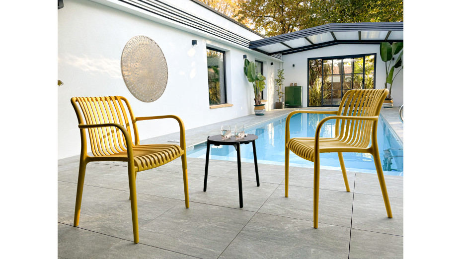 Fauteuil de jardin empilable TIAGO en polypropylène - MOUTARDE