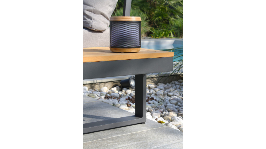 Salon de jardin modulable TOKYO 4 places en bois d'acacia et aluminium - GRIS ANTHRACITE
