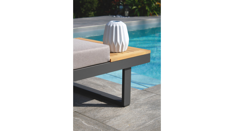 Salon de jardin modulable TOKYO 4 places en bois d'acacia et aluminium - GRIS ANTHRACITE