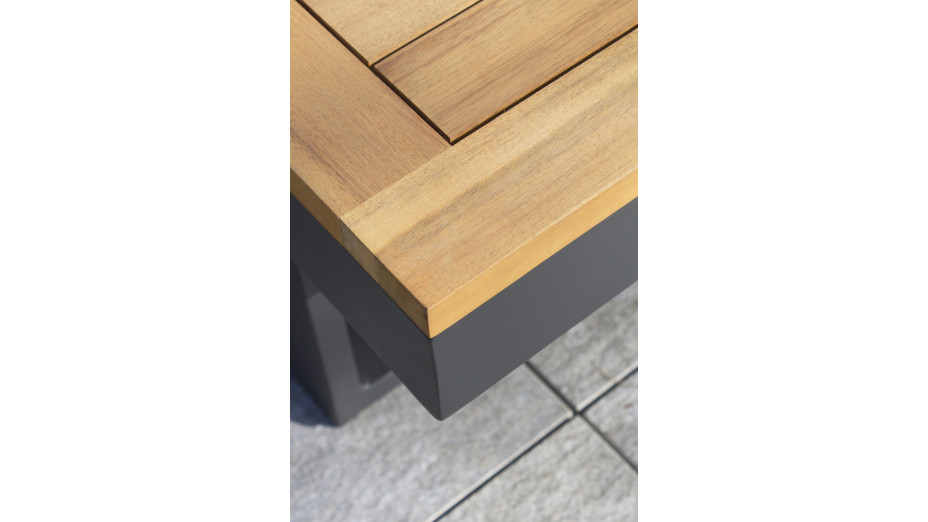 Salon de jardin modulable TOKYO 4 places en bois d'acacia et aluminium - GRIS ANTHRACITE