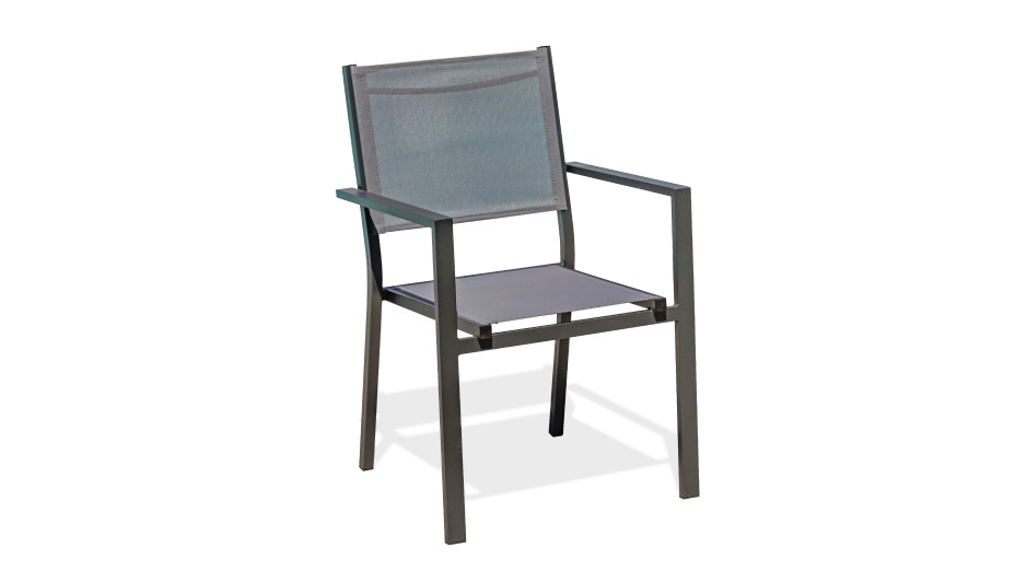 Fauteuil de jardin TOLEDE empilable en aluminium et textilène - GRIS ANTHRACITE