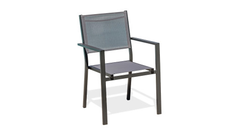 Fauteuil de jardin TOLEDE empilable en aluminium et textilène - GRIS ANTHRACITE