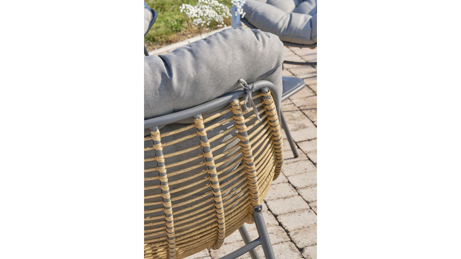 Salon bas de jardin TULUM 4 places en aluminium anthracite et résine tressée - MARRON