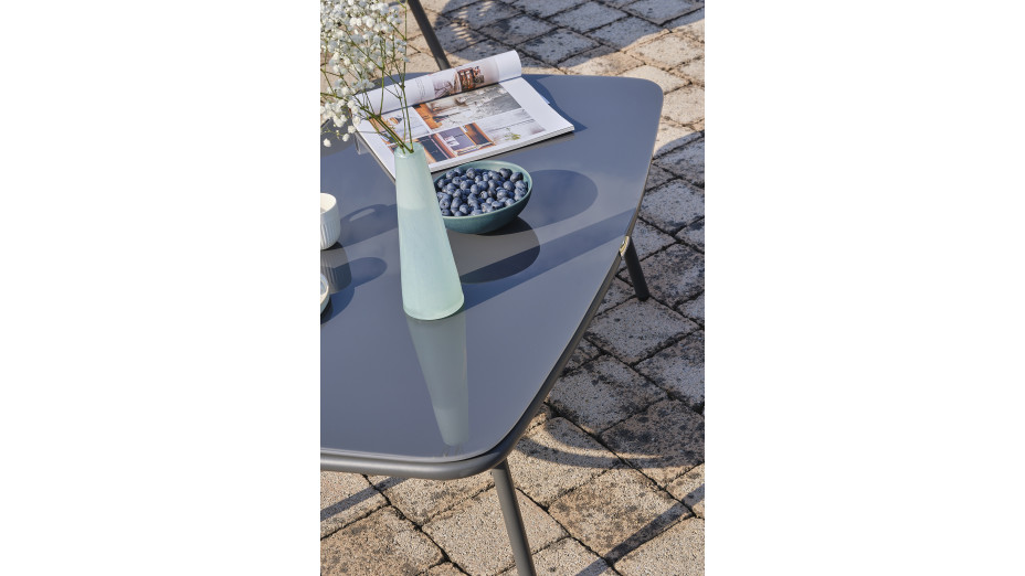 Salon bas de jardin TULUM 4 places en aluminium anthracite et résine tressée - MARRON