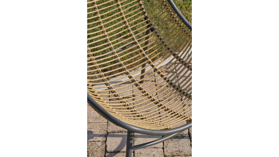 Salon bas de jardin TULUM 4 places en aluminium anthracite et résine tressée - MARRON