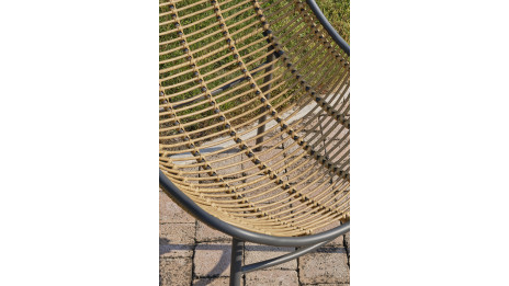 Salon bas de jardin TULUM 4 places en aluminium anthracite et résine tressée - MARRON