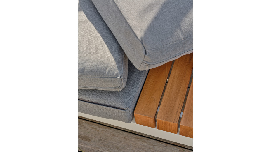 Salon de jardin d'angle VALENCIA 6 places en teck et aluminium - BLANC