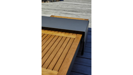 Salon de jardin d'angle VANUATU 6 places en bois d'acacia et aluminium - GRIS ANTHRACITE