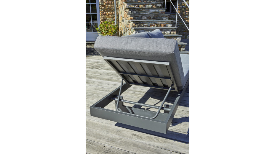Salon de jardin d'angle VANUATU 6 places en bois d'acacia et aluminium - GRIS ANTHRACITE
