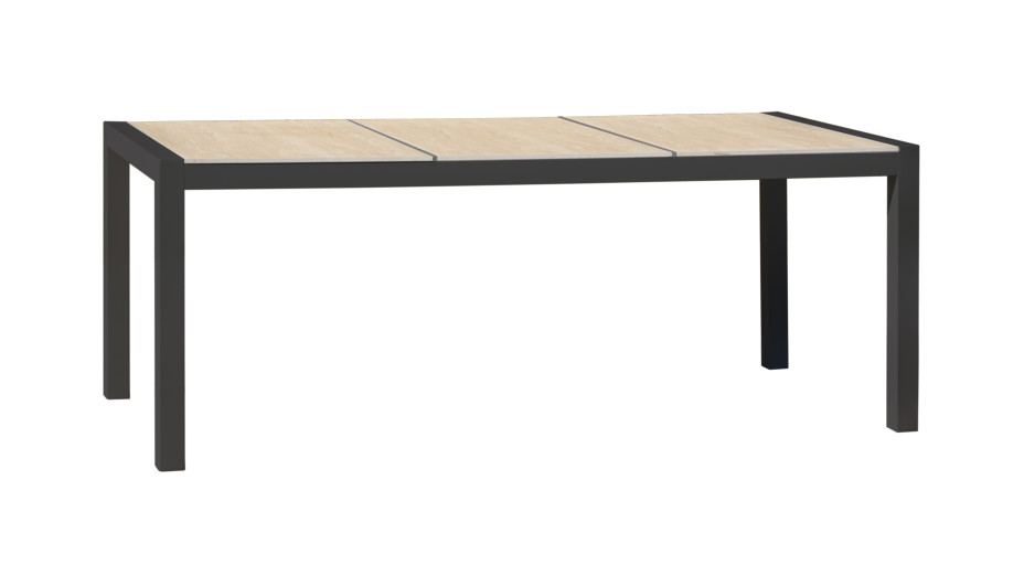 Table de jardin VENISE (195x90 cm) en aluminium et céramique - GRIS ANTHRACITE