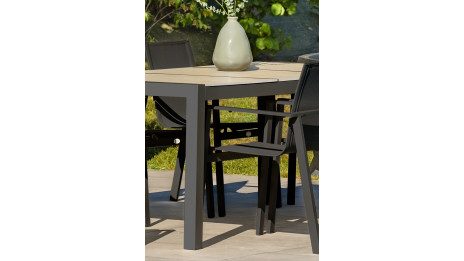 Table de jardin VENISE (195x90 cm) en aluminium et céramique - GRIS ANTHRACITE