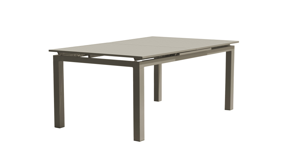 Table de jardin ZAHARA (180/240x100 cm) en aluminium avec rallonge automatique - TAUPE