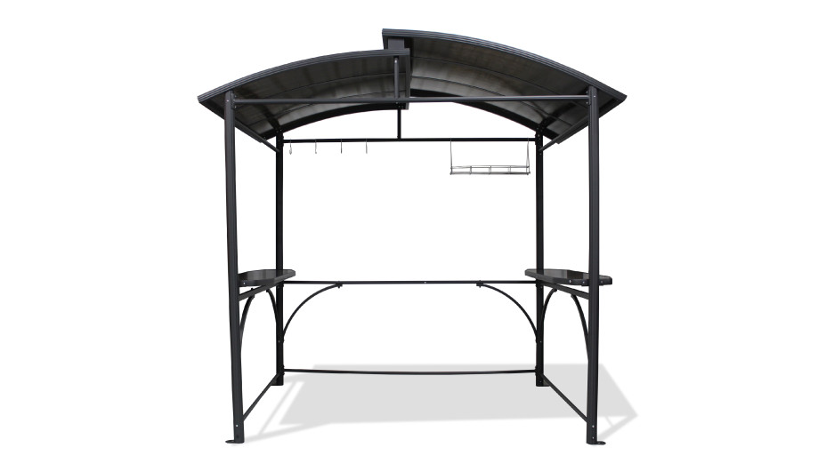 ABRI BARBECUE (240x150 cm) en aluminium et polycarbonate - GRIS ANTHRACITE