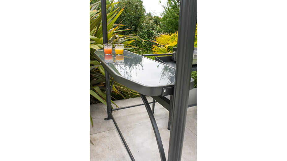 ABRI BARBECUE (240x150 cm) en aluminium et polycarbonate - GRIS ANTHRACITE