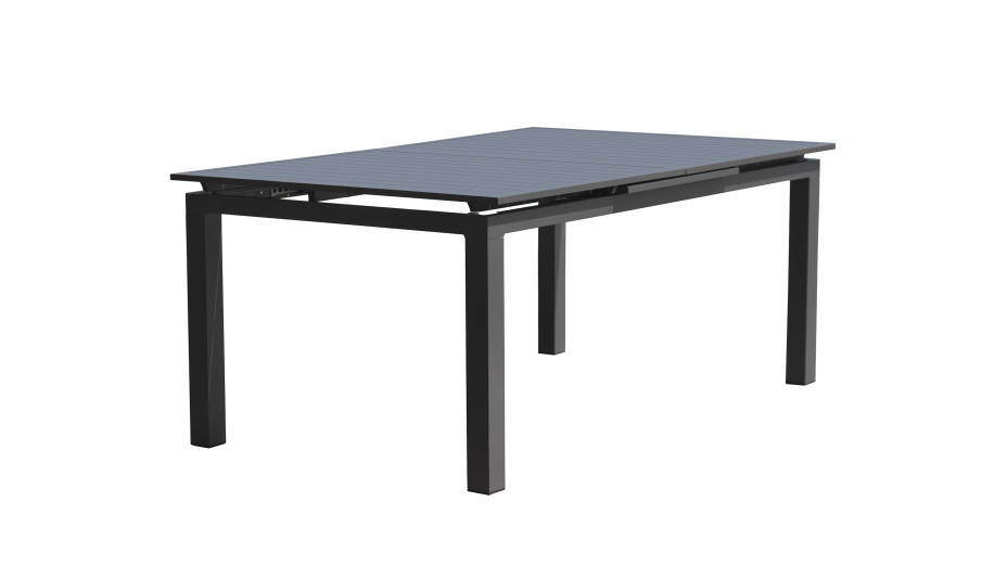 Table de jardin MIAMI (180/240X100 cm) en aluminium avec rallonge automatique - GRIS ANTHRACITE